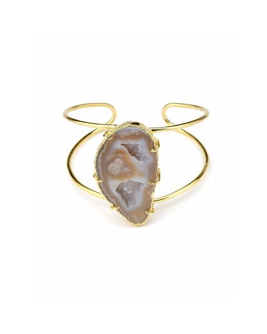 YAA YAA LONDON Metallic Caramel Gemstone Summer Love Cuff Bracelet
