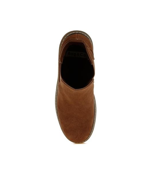 Rag & Co Brown Vostok Suede Chunky Chelsea Boots