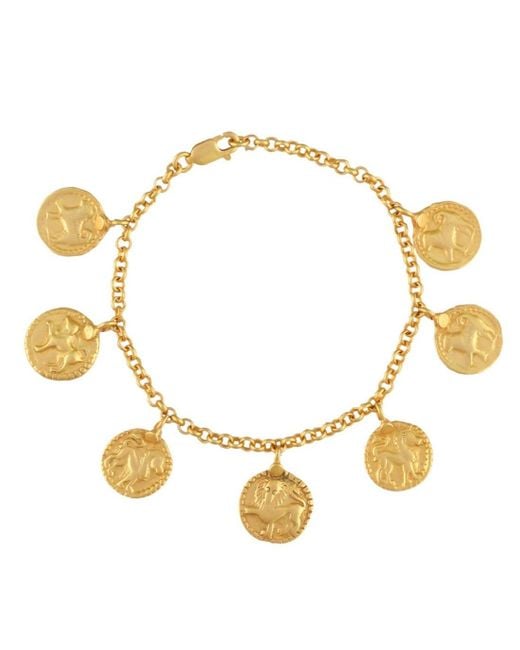 Opium Jewels Metallic Vintage Charm Bracelet With Shiva Dog & Durga Lion Charms