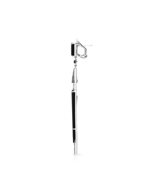 SALLY SKOUFIS Black Light Earring With Natural Diamond & Made Cz Diamond Stimulant