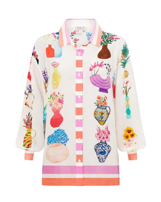 Bonita Collective Pink The Happiness In A Vase Silky Shirt