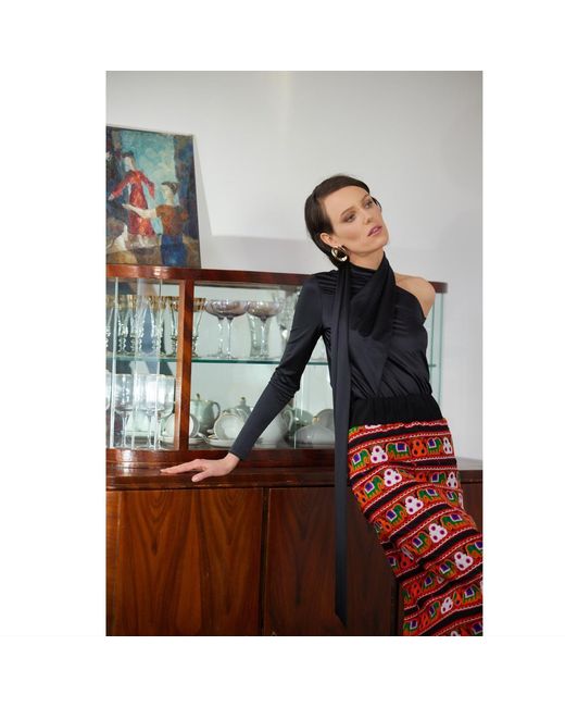 Julia Allert Mid-Calf Embroidered Skirt With Ornate Pattern Colorful