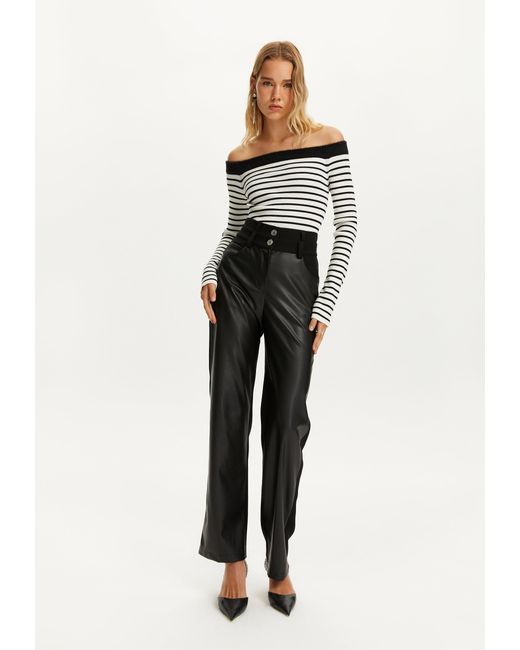 Nocturne Black Double Waisted Straight Pants