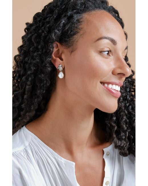 Emma Holland Jewellery Metallic Platinum Shell & Baroque Pearl Clip Earrings