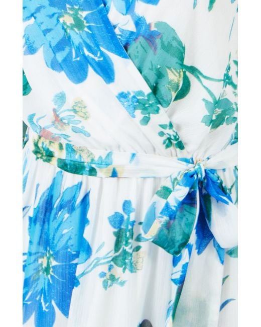 Yumi' Blue Floral Maxi Wrap Dress