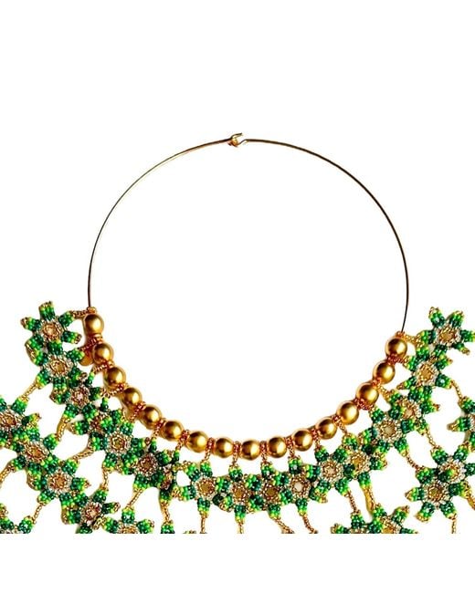 Iliana Arrazola Green Waterfall Blossom Necklaces