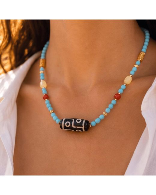 Ormiro Metallic Dolma & Dzi Bead Necklace