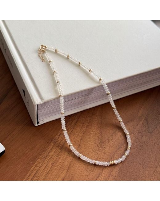 Herself Collections Metallic Moonstone Morse Code Necklace