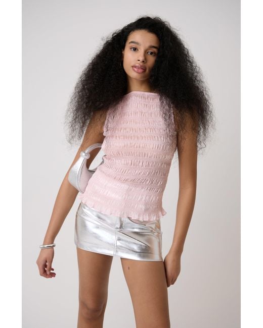 Amy Lynn Pink Sonya Shirred Top