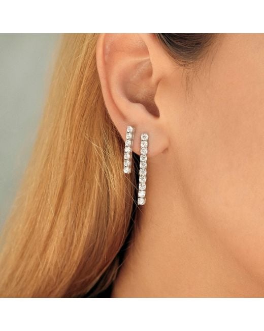 Spero London White Sterling Long Tennis Earrings