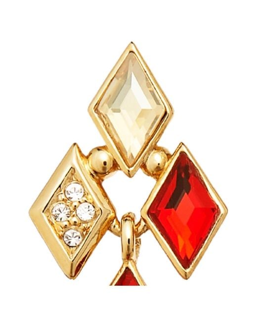 Grosse Red Light Siam, Clear & Golden Shadow Crystal Statement Drop Earrings, Series Glitter