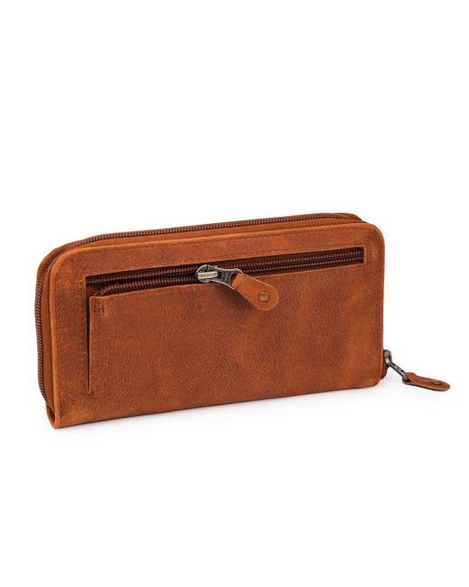 Hides Leather Co. Brown Handmade Leather Zip Wallet, Iridescent Midi Travel Organizer