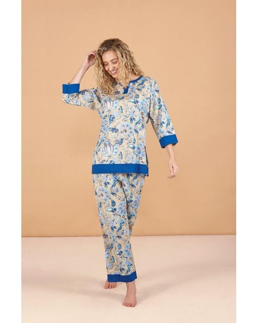 Inara Blue Lotus Cotton Pyjamas