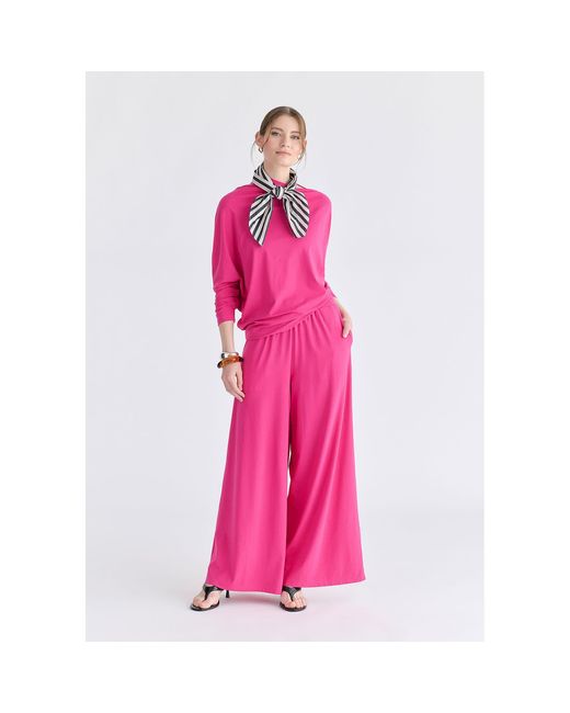 Paisie Pink Asymmetric Draped Lyocell Jersey Top