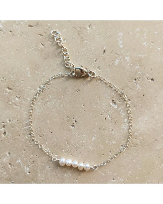 Kiri & Belle Metallic Eliana Tiny Pearl Bar Sterling Bracelet