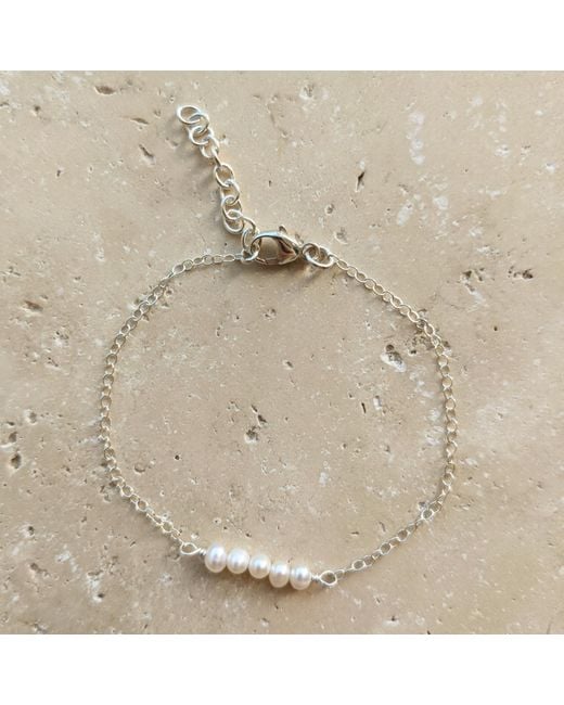 Kiri & Belle Metallic Eliana Tiny Pearl Bar Sterling Bracelet