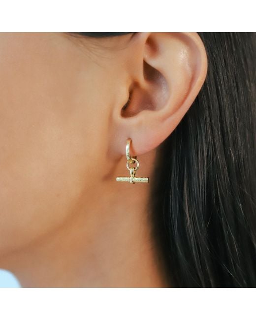 Luna Charles Metallic Cassia T-Bar Huggie Earrings