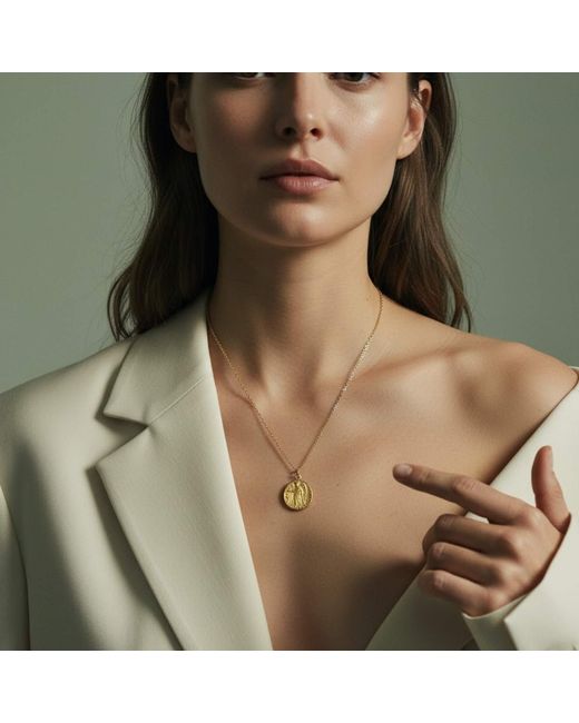 Silver & Elegant Co. Metallic Reversible Hellenic Coin Pendant Necklace, 22K-Plated Bronze