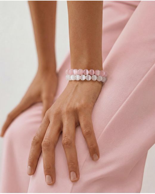 seree Pink Manifest Collection Attraction Cat's Eye Beaded Bracelet