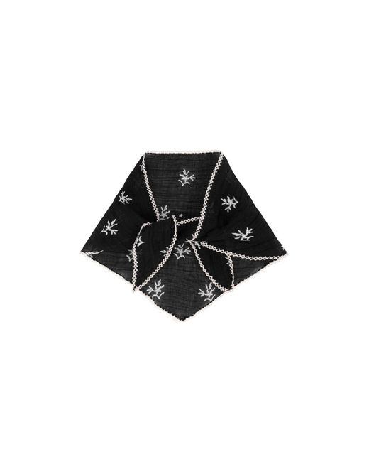 Saachi Black Embroidered Gauze Bandana