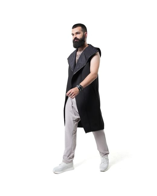 Metamorph Black Long Sleeveless Vest for men