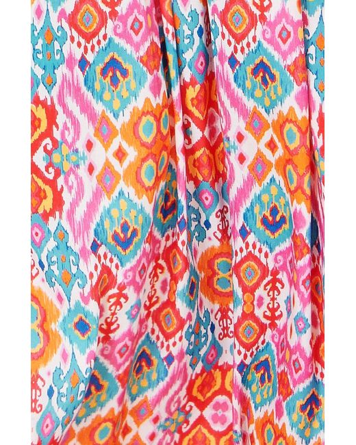 Yumi' Red Multicolour Ikat Print Maxi Viscose Sun Dress