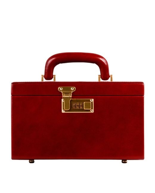 Time Resistance Red Large Leather Jewelry Box For