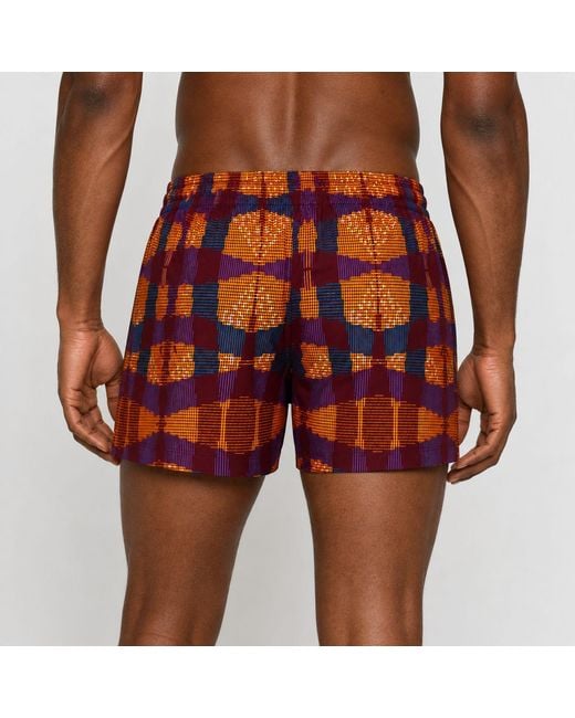 Ohema Ohene Orange African Print Cotton Boxer Shorts – Kente Print for men