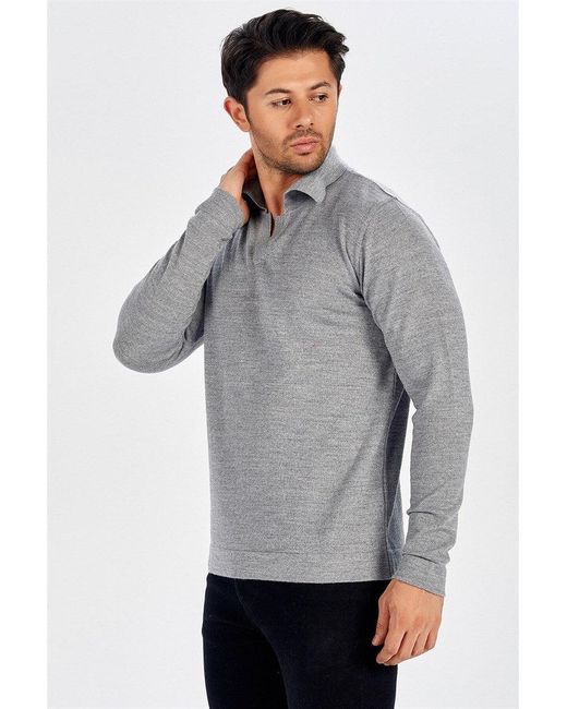Peraluna Gray Polo Neck Fine Knitwear Pullover for men