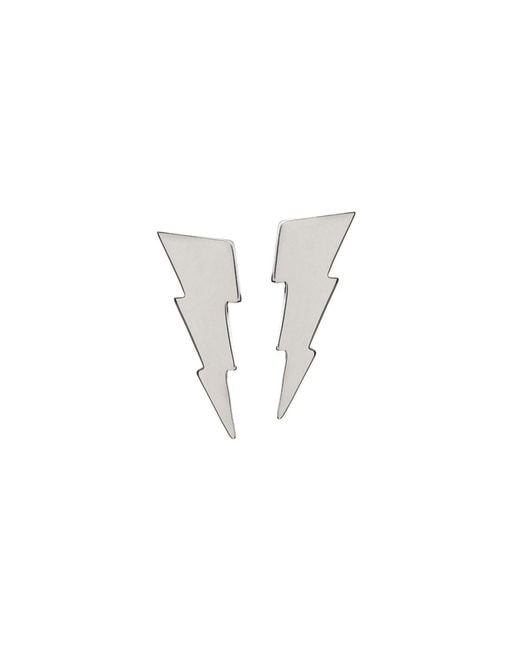 Edge Only White Triple Bolt Earrings Sterling
