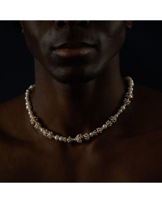 Kasun Metallic Pearl Droplets Necklace