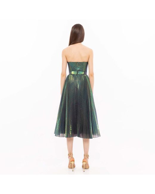 Nissa Green Pleated Corset Dress