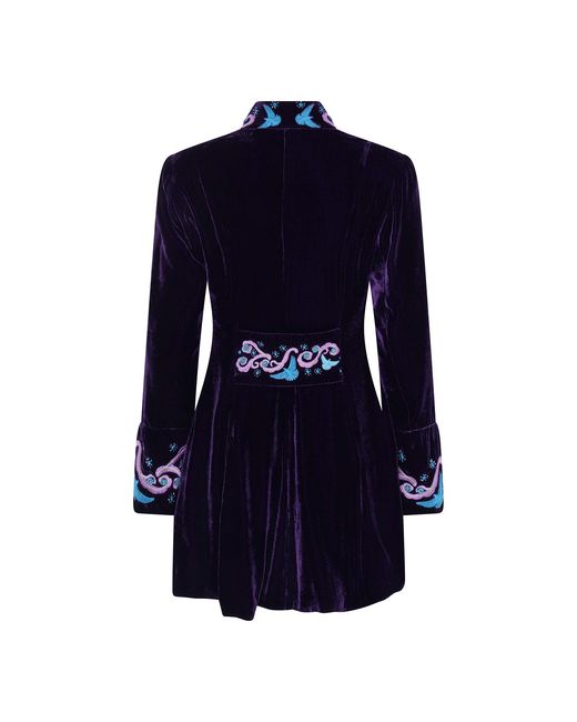 Beatrice von Tresckow Blue Velvet Lalique Dove Swing Jacket