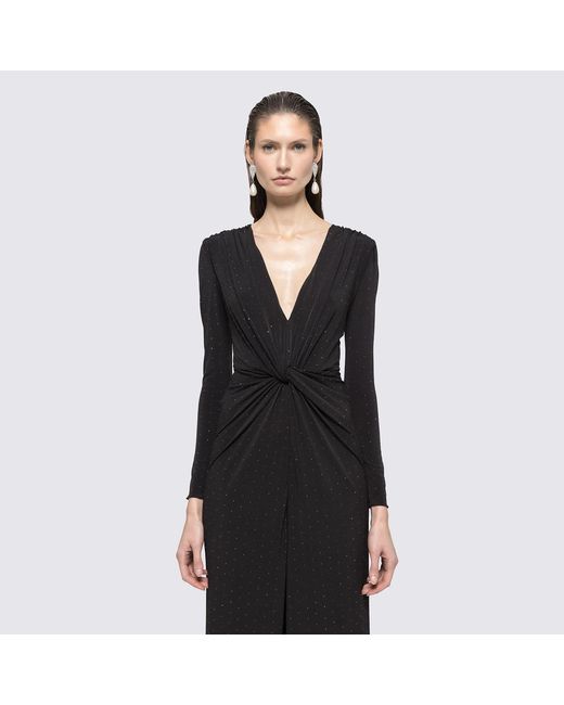 Nissa Black Rhinestone-Embellished Maxi Dress