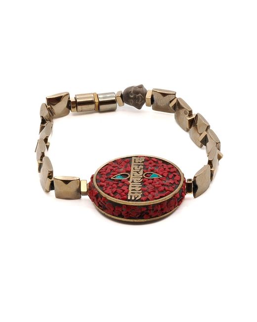 Ebru Jewelry Brown Om Mani Padme Hum Coral Mantra Bracelet