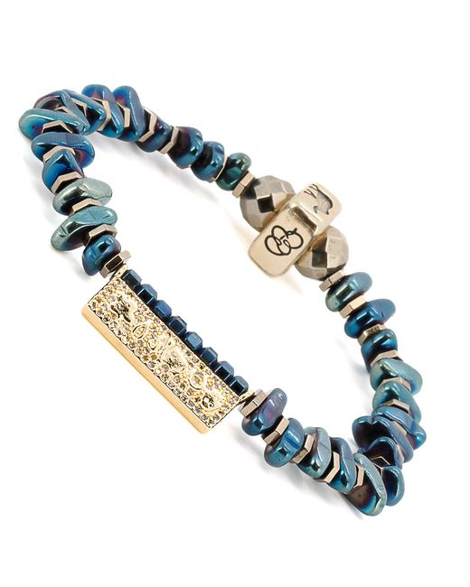 Ebru Jewelry Blue Protection & Luck Hematite Beaded Symbol Bracelet