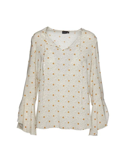 Conquista White Neutrals Loose Fitting Print Top With Ties