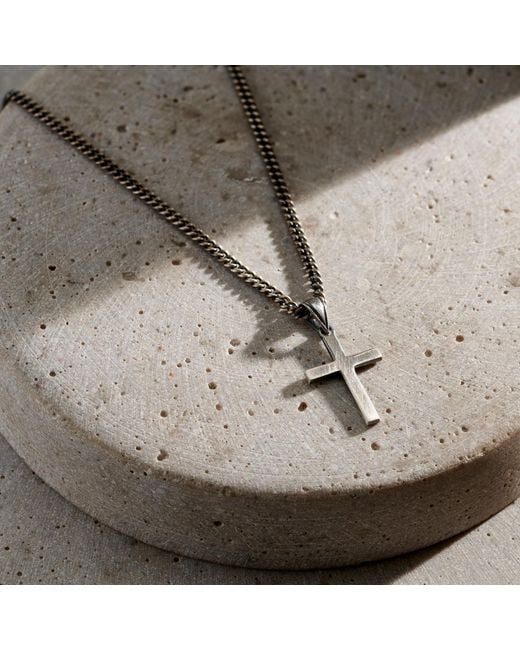 Posh Totty Designs Metallic Oxidised Large Cross Pendant Necklace for men