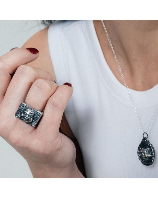 Moca Jewellery Gray Buddha Signet Ring