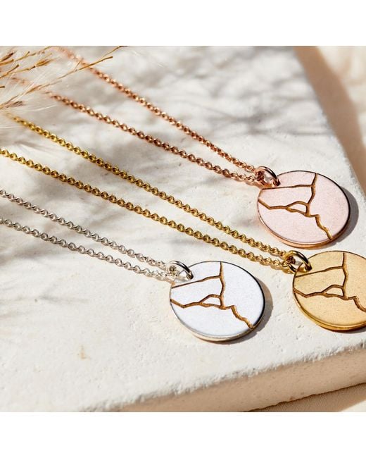 Posh Totty Designs Metallic Sterling Silver Kintsugi Disc Necklace