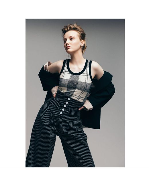Julia Allert Blue Pinstripe Statement Buttoned Trousers