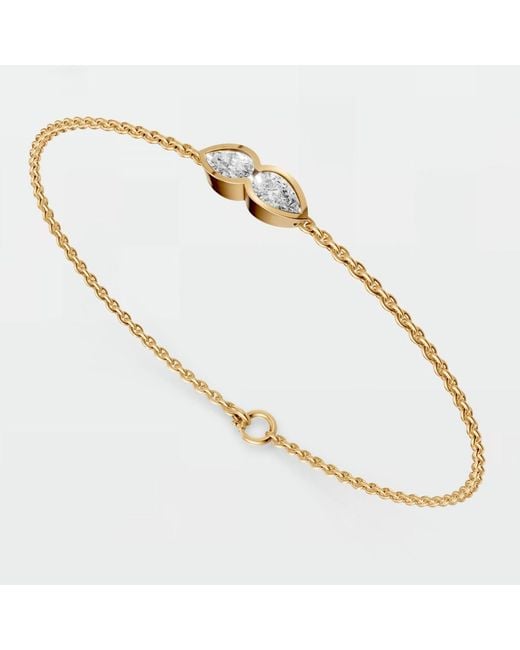 Aya Fine Jewelry Metallic Pear Two Stone Lab Diamond Chain Bracelet
