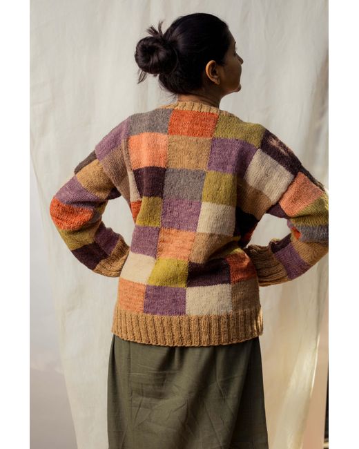 Charkha & Loom Brown Monal Patchwork Pullover Multicolour