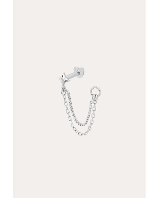 Vanhi Metallic 14K Solid Lab-Grown Diamond Double Chain Flat Back Stud