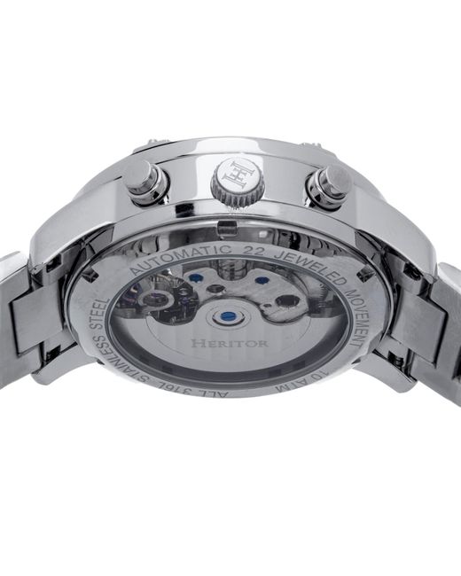 Heritor Metallic Wilhelm Semi-skeleton Bracelet Watch With Day And Date for men