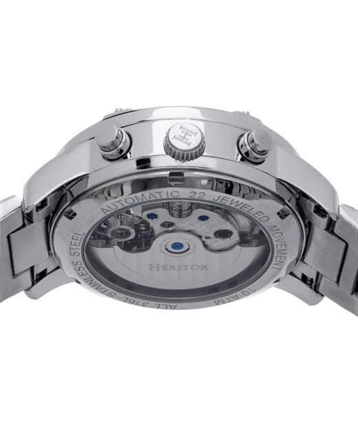Heritor Metallic Wilhelm Semi-Skeleton Bracelet Watch With Day And Date for men