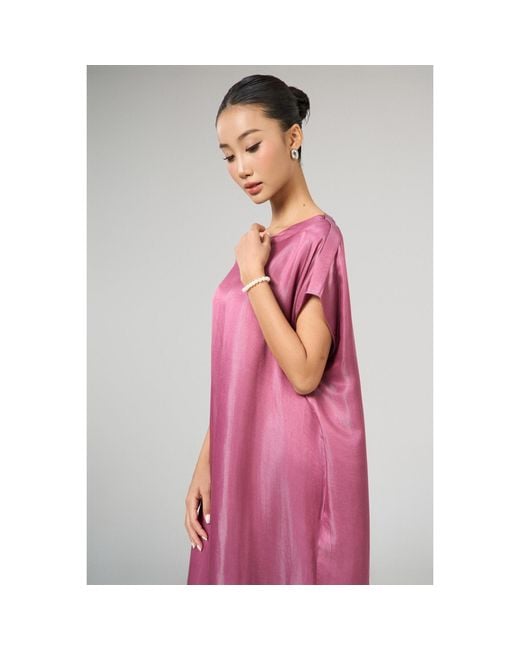 Silk and Bears Purple Seraphine Dusty Rose Hand-Dyed Silk Kaftan Maxi Dress