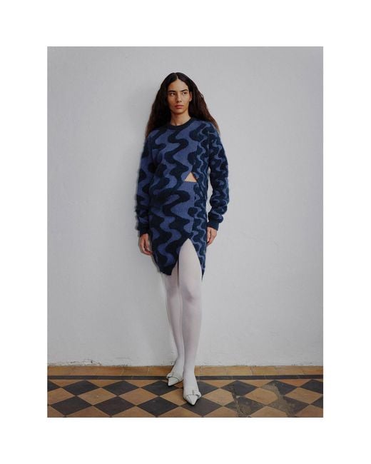 Ccy Currency Blue Wavey Split Sweater