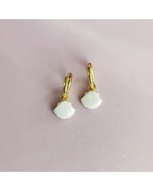 POPORCELAIN Metallic Mini Porcelain Seashell Earrings, Tone