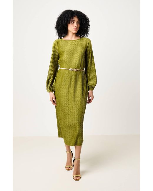 Louche Women's Green Milene Velvet Pleat Midi Dress